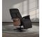 Fauteuil Relax Electrique Cuir Noir Accoudoir Bois Imitation Noyer - Enzo