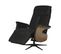 Fauteuil Relax Electrique Cuir Noir Accoudoir Bois Imitation Noyer - Enzo