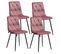 Lot De 4 Chaises Capitonnées Rose Pieds Bois - Carine