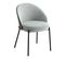 Lot De 4 Chaises Tissu Gris Chiné Dos Bois Imitation Noyer Pieds Métal - Marcel