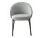 Lot De 4 Chaises Tissu Gris Chiné Dos Bois Imitation Noyer Pieds Métal - Marcel