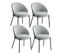 Lot De 4 Chaises Tissu Gris Chiné Dos Bois Imitation Noyer Pieds Métal - Marcel