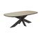 Table Ovale 230cm Aspect Bois Piètement Araignée Métal Noir - Frank