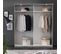 Armoire 4 Portes Laquée Blanc Et Gris Béton Détails Chromés Avec Miroirs Et LEDs - Lineal