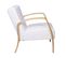 Fauteuil En Tissu Bouclettes Blanc Accoudoirs Bois - Kaupa