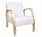 Fauteuil En Tissu Bouclettes Blanc Accoudoirs Bois - Kaupa