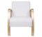 Fauteuil En Tissu Bouclettes Blanc Accoudoirs Bois - Kaupa