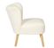 Fauteuil En Tissu Bouclettes Blanc Pieds Bois Naturel - Kelios