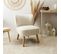 Fauteuil En Tissu Bouclettes Blanc Pieds Bois Naturel - Kelios