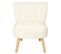 Fauteuil En Tissu Bouclettes Blanc Pieds Bois Naturel - Kelios