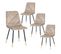 Lot De 4 Chaises Surpiqures Carreaux Velours Taupe - Cardo