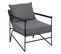 Fauteuil Tissu Gris Déhoussable Et Métal Noir - Bavia