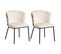 Lot De 2 Chaises Tissu Beige Motif Paon - Fuji