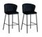 Lot De 2 Tabourets Tissu Noir Motif Fleuri - Fuji