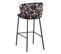 Lot De 2 Tabourets Tissu Noir Motif Fleuri - Fuji