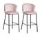 Lot De 2 Tabourets Tissu Rose Motif Géométrique - Fuji