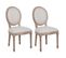 Lot De 2 Chaises Médaillon Bois Et Tissu Blanc - Emia