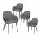 Lot De 4 Fauteuils Tissu Noir Et Gris Chiné - Piaga