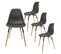 Lot De 4 Chaises Polypropylène Noir Et Bois - Fluk