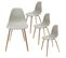 Lot De 4 Chaises Polypropylène Gris Et Bois - Fluk