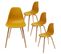 Lot De 4 Chaises Polypropylène Jaune Et Bois - Fluk