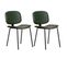 Lot De 2 Chaises En Simili Cuir Vert Piétement Métal Noir - Gary