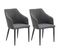 Lot De 2 Fauteuils Tissu Noir Surpiqures Verticales Pieds Métal - Fasca