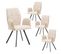 Lot De 4 Fauteuils Tissu Beige Effet Tricoté Pieds Métal Noir - Selma