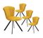 Lot De 4 Chaises Tissu Jaune Moutarde Surpiqué Pieds Métal Noir - Prestia