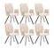 Lot De 6 Fauteuils Tissu Beige Effet Tricoté Pieds Métal Noir - Selma