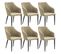 Lot De 6 Fauteuils Tissu Vert Surpiqures Verticales Pieds Métal Noir - Fasca