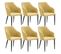 Lot De 6 Fauteuils Tissu Jaune Surpiqures Verticales Pieds Métal Noir - Fasca