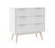 Chambre 140x190cm Avec Commode 3 Tiroirs Pin Naturel Et Blanc Scandinave - Laupell