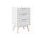 Chambre 140x190cm Avec Commode 7 Tiroirs Pin Naturel Et Blanc Scandinave - Laupell