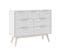 Chambre 140x190cm Avec Commode 7 Tiroirs Pin Naturel Et Blanc Scandinave - Laupell