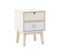 Pack Lit 90x190cm + Chevet 2 Tiroirs + Commode 4t Coloris Blanc Et Naturel - Kaina