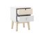 Pack Lit 90x190cm + Chevet 2 Tiroirs + Commode 4t Coloris Blanc Et Naturel - Kaina