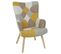 Fauteuil Motif Patchwork Jaune Taupe Et Gris - Damas