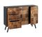 Buffet 2 Portes 3 Tiroirs Acier Et Bois Massif - Fulbert