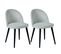 Lot De 2 Chaises Tissu Gris Piètement Bois Massif - Molly