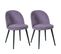 Lot De 2 Chaises Tissu Violet Piètement Bois Massif - Molly