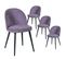 Lot De 4 Chaises Tissu Violet Piètement Bois Massif - Molly