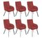 Lot De 6 Fauteuils Rouges Piètement Gris Mat - Catila