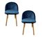 Chaise Scandinave En Bois Et Velours Bleu (lot De 2) Etna