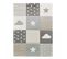 Tapis Enfant 200x290 Tissé Gris Et Crème Motif Géométrique Kidscloud