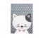 Tapis Enfant 80x150 Tissé Rose Et Gris Motif Animaux Kid Chat