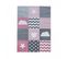 Tapis Enfant 80x150 Rectangle Tissé Rose Et Gris Kid Heart