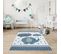 Tapis Enfant 120x170 Tissé Bleu Et Gris Motif Animaux Kid Rain