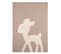 Tapis Enfant 80x150 Tissé Beige Et Blanc Motif Animaux Bambi