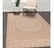 Tapis Extérieur Ø80cm Rond Tissé Kilim Beige Et Blanc Jute Art 6